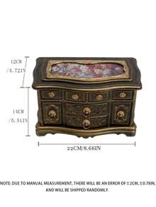 1个三层复古欧式首饰盒，天鹅绒抽屉，大容量，可收纳耳环、项链、配饰、手镯，非常适合作为圣诞节、情人节、周年纪念礼物，女士首饰收纳盒，首饰托盘，可堆叠首饰架 - 彩色 - 查看 11