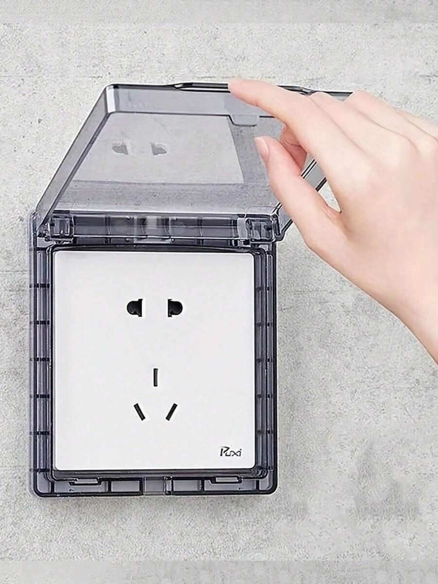Transparent Waterproof Junction Box, Transparent Self-Adhesive Waterproof Socket Cover - Splash Protection For Sockets And Switches, Transparent Plastic Compartment For Easy Cable Management, No Battery Required, Outdoor Electrical Accessories | Transparent Cover Design - Multicolor - View 1