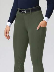 ROYALS MATTINI Pantalones de montar de cintura alta con ajuste ceñido, con agarre de silicona en la parte trasera y bolsillo práctico, profesionales y cómodos, aptos para todas las estaciones (cinturón no incluido) Deportes de primavera - Verde militar - Ver 3