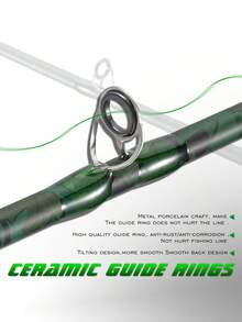 SOUGAYILANG 1.68/1.8M Carbon Fiber Fishing Rod With Ceramic Guides, High Sensitivity Ultralight Pole With Comfortable EVA Handle,Spinning&Casting Rod For Bass/Trout/Saltwater&Freshwater - Green - View 7