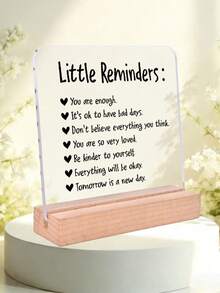 1pc Healing Encouragement Acrylic Ornament Sign With Wooden Base, Encouraging Quote Design Decoration, Thoughtful Gift For Family & Friends, Self-Encouragement, Home, Desktop, Office, Dormitory Decoration - Multicolor - View 4