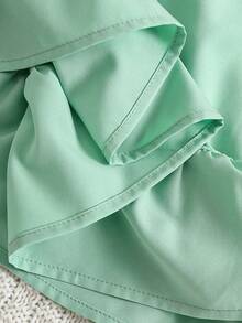 Girls' Summer Sleeveless Dress With Bow, Ruffle Trim & Flutter Sleeves, A-Line Silhouette, Sweet & Cute Children Dress - Mint Green - View 6