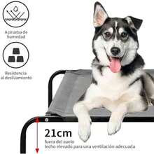 NOVAKA Cama para Perro, 102 * 69 * 21cm Cama Elevada para Perro Portátil con Malla Lavable y Transpirable, Marco de Metal, para Uso Interior, Exterior y Camping (Negro, X-Large) - gris-XX-Grande - Ver 2