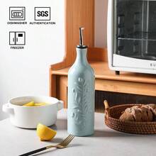 Sweejar - Botella dispensadora de aceite de oliva grande con boquilla dispensador de aceite de cerámica de 24 onzas para cocina envase opaco para cocinar AOVE vinagre paquete de 1 azul claro - Azulclaro - Ver 2