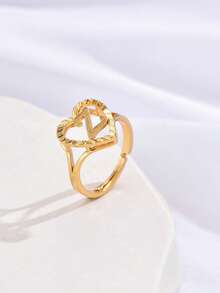 1pc Vintage Creative 26 Letter Adjustable Ring, European And American Style, Suitable For Couples - Yellow Gold - View 20