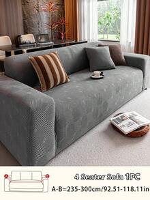 1pc High-Density Geometric Diamond Plaid Textured Sofa Cover, Pet-Friendly, Anti-Scratch, Suitable For All Seasons, Machine/Hand Washable, Removable, For Living Room/Bedroom Sofa Decoration And Protection, Fits 1/2/3/4 Seater Sofas - Multicolor - View 22