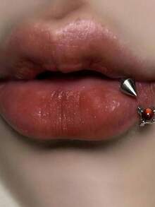 1pc Punk Gothic Retro Geometric Dragon Claw Lip Ring, Versatile Streetwear Accessory - Multicolor 2 - View 3