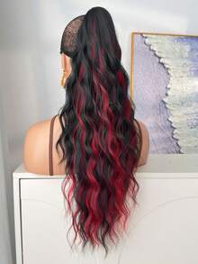 Claw Shaped Ponytail Extension Hair Accessory Brown Gradient Black Brown Gradient Brown Gradient Gold Gradient Multi-Color 24 Inch Water Ripple Heat-Resistant Fiber Synthetic Ponytail Wig, Suitable For Women's Christmas, Halloween Parties And Daily Use - Two-Tone - View 9