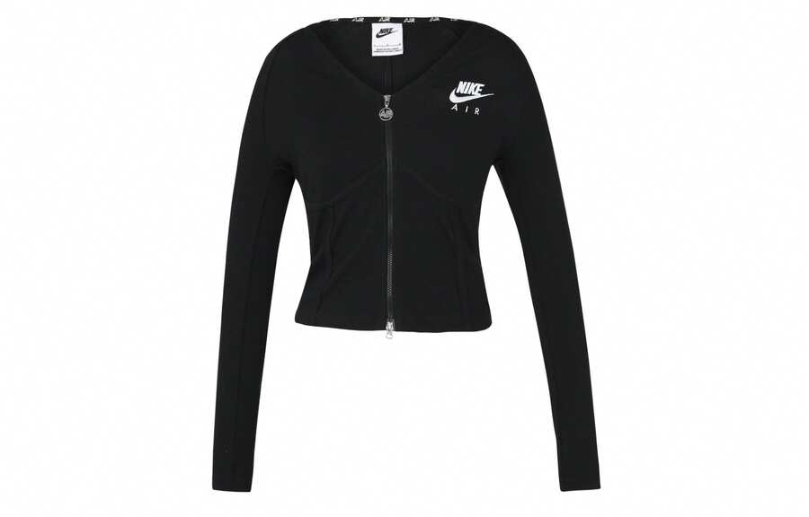Áo khoác ngắn Nike Sportswear logo thêu, khóa kéo đôi, họa tiết xương cá. - màu đen - Xem 1