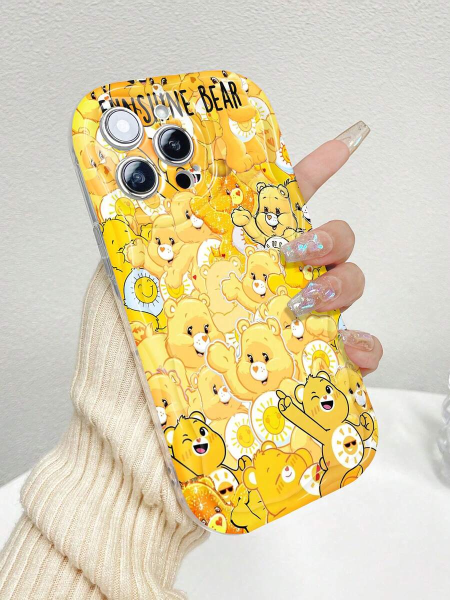 Oso Funshine: Una celebración amarilla y alegre de sonrisas. Esta elegante funda es compatible con los modelos  17, 16, 15, 14 Pro Max, 13, 12, 11, XR y XS Plus. Fabricada en silicona TPU, ofrece protección contra golpes y caídas, además de una sensación superior. Es el regalo ideal para familiares, amigos y seres queridos, y la opción perfecta para Año Nuevo. - transparente - Ver 1