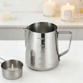 Taza con asa para verter cera de vela derretida, olla para verter adecuada para manualidades de hacer velas y jabones DIY, jarra de acero inoxidable para hacer velas con pico vertedor sin goteo