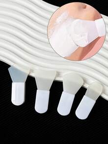 Set de 4 piezas Mini cepillo multifuncional portátil de silicona para mascarillas faciales, cepillo compacto de viaje para mascarillas faciales, cuchara para mascarillas faciales, kit de herramientas para mascarillas faciales - Blanco - Ver 3