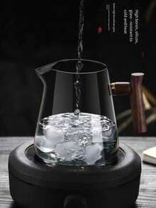 一套包含木柄玻璃茶壶、茶杯和茶具的茶具。耐热玻璃茶壶，配有优雅的玻璃内胆，方便懒人使用的茶叶分隔器，也适合篝火使用。烟灰色高硼硅玻璃茶壶套装，侧边木柄玻璃煮茶壶，户外奢华高端茶具，理想的礼品之选。 - 彩色 - 查看 10