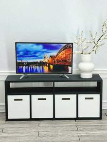 1:12 Scale Minimalist Plastic Dollhouse TV Stand - Bookcase Function & Drawer Storage, Optional Decor Accessories, TV Not Included - Multicolor - View 6