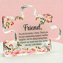 Best Gift For Grandma, Mom, Aunt And Sister - Puzzle-Shaped Acrylic Decor, Elegant Pink Flower And Butterfly Design, Conveys Love, Simple Home Decor, Thoughtful Gift For Desk Or Bookshelf, Perfect For Birthday, Thanksgiving, Mother's Day - Pink - View 31
