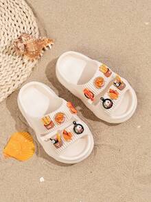 1 Pair Kids/Toddlers Cute Cartoon Summer Casual Slippers, Comfortable, Non-Slip, Waterproof, Fashionable, Versatile