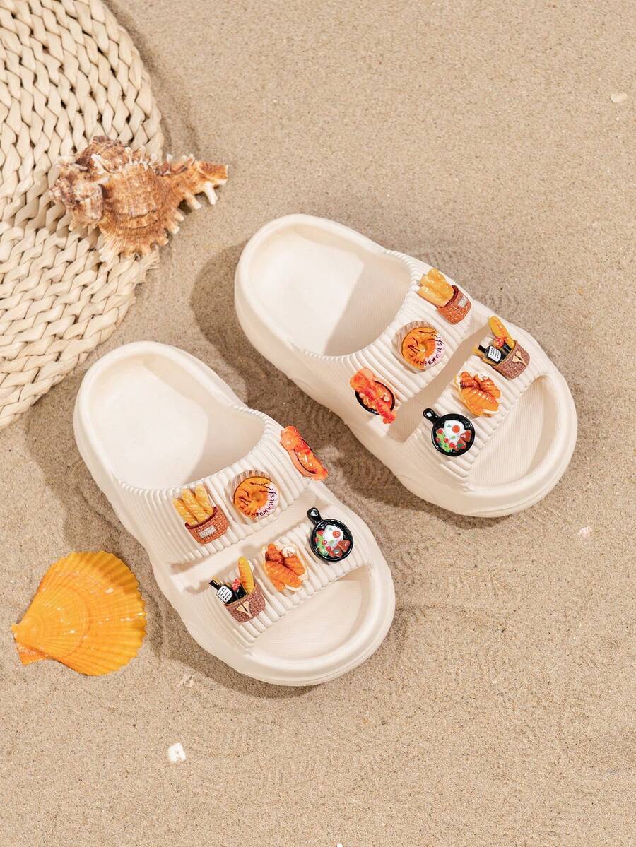 1 Pair Kids/Toddlers Cute Cartoon Summer Casual Slippers, Comfortable, Non-Slip, Waterproof, Fashionable, Versatile