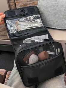 1pc Multi-Functional Travel Toiletry Bag, Hanging Makeup Organizer Pouch, Large Capacity, Portable, Waterproof Cosmetic Brush Storage, Unisex - Multicolor - View 19