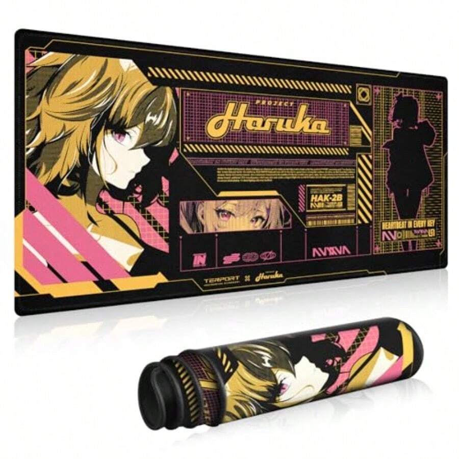 Mouse Mat - Yellow and Pink - View 1