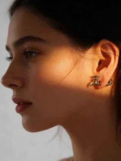 1 Pair Replaceable Pipe Earrings, Punk Gothic Retro Style, Exaggerated Yet Unique, Built-In Ear Plugs, Suitable For Daily Wear, Parties, Gift For Men And Women