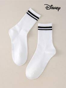 Disney 1/5/10 Pairs Stitch Angel Design Socks, Cartoon Crew Socks, Lilo & Stitch Anime Movie Novelty Socks, Black Striped White Mid-Calf Socks, Women Ankle Socks, Soft Breathable - Multicolor - View 19