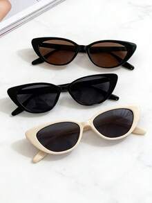 3副装女童高端复古百搭猫眼粉色小框时尚眼镜，适合日常佩戴、旅行和外出。 - 彩色 - 查看 7