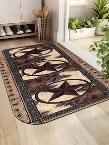 Unique Wood Grain & Star Pattern Kitchen Mat - Washable Nylon, Suitable For Bedroom And Living Room - Multicolor - View 8