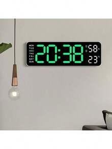 Multi-Functional Digital Clock With Temperature & Humidity Display, Memory Function, Brightness Adjustment, Date And Alarm - Wall Clock/Desk Clock For Home Office - Multicolor - View 3