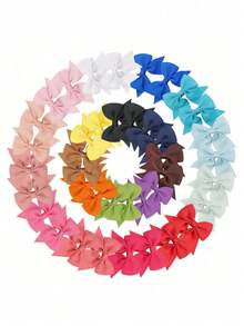 20/40pcs Colorful Bow Hair Clips, Cute Girls Hair Accessories, Back To School Hair Clips, Birthday Gift - Multicolor - View 9