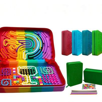 2块彩色轨道迷宫减压板 | 柔软硅胶材质 | 多种游戏模式 | 专注力训练 - 节日礼物 - 生日礼物 - 完美礼物