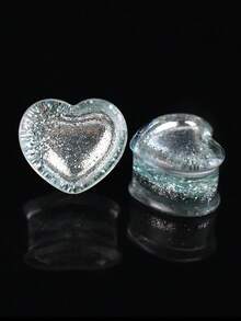 1对8-30毫米闪亮心形耳扩耳钉隧道亚克力人体穿刺饰品 - 閃亮 - 查看 3