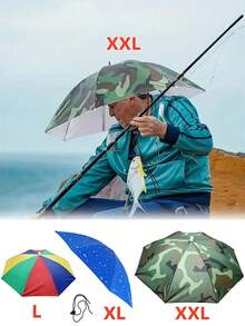 Upgraded Rain Hat Set, Hands-Free Umbrella Hat, 360° All-Around Sun Protection Design, Elastic Headband, Suitable For Outdoor Activities, Ideal Choice For Travelers