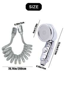 Mini Shower Head Set: Silver Travel Shower Head + 2m Gray Expandable Hose, Powerful Compact Portable Shower Head With 2m Gray Expandable Hose, 2-Piece Multi-Purpose Shower Combo