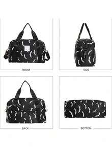 Modna i pojemna, lekka torba na bagaż, torebka z motywem nietoperza na Halloween (losowy wzór), wielofunkcyjna torba do przechowywania z personalizowanym wzorem, wyposażona w worek oddzielający rzeczy suche od mokrych oraz regulowany długi pasek na ramię, uniwersalna i praktyczna torba na ramię do codziennego użytku, odpowiednia na weekendowe wypady, noclegi, krótkie podróże służbowe itp. - Wielokolorowe - Zobacz 5