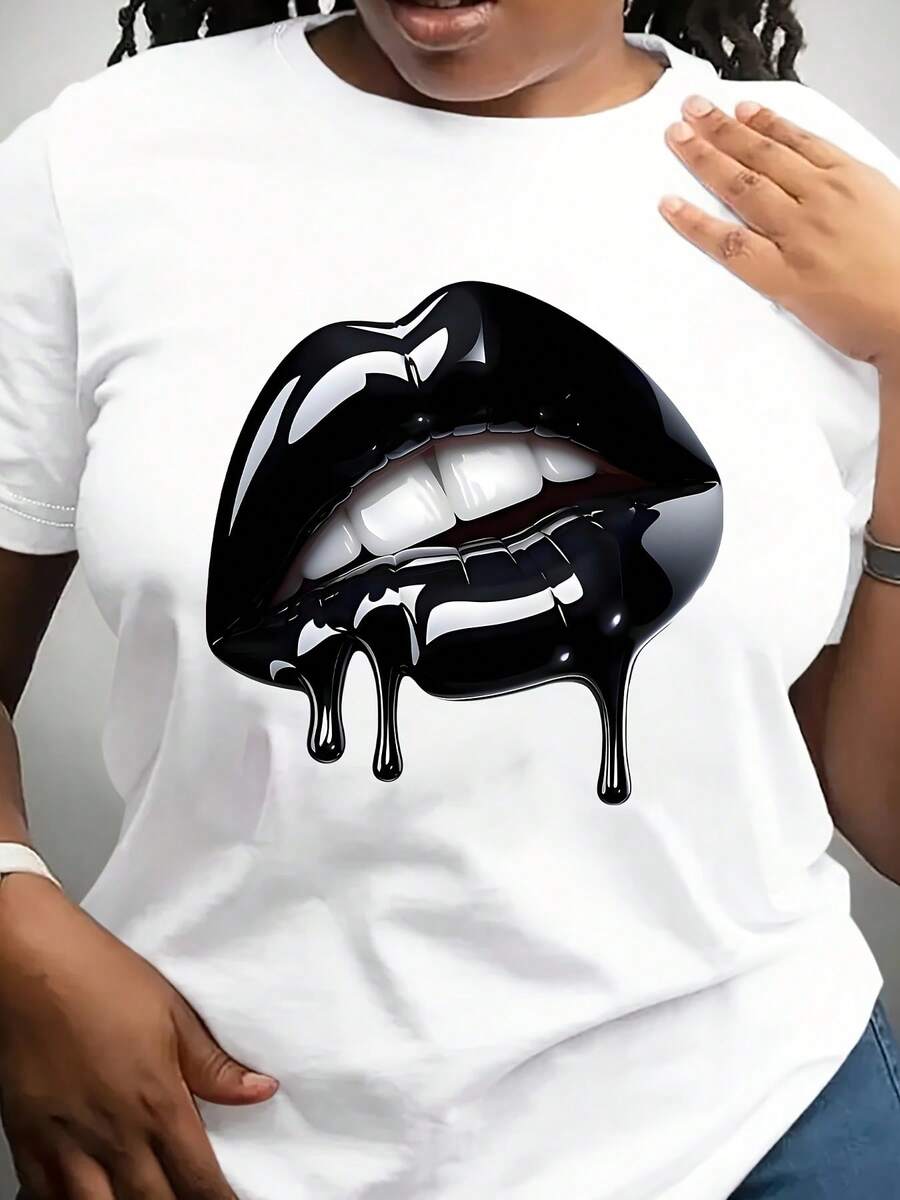 Grand t-shirt imprimé, couleur unie, chemise décontractée à manches courtes, respirante, très adaptée à un usage quotidien. - Blanc - Voir 1