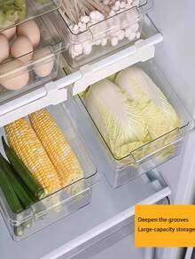 1 Stück Kühlschrankaufbewahrungsbox zum Aufhängen - transparenter Obst- und Gemüseaufbewahrungsbehälter, universaler Kühlschrank-/Gefrierschrankaufbewahrungsbehälter - Transparent - Übersicht 6