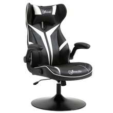 Vinsetto Gaming Chair, Ergonomic Office Chair With Rocking Function, Swivel, Height Adjustable, Steel, Black And White, 67 X 75 X 106-112 Cm - Black - View 9