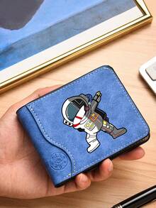 Multi Functional Double Fold Short Wallet With Multiple Card Holders, Secure Card Storage, Multiple Colors To Choose From, Astronaut Design, Minimalist Wallet | Faux Leather Wallet | Perfect Holiday Gift Selection - one-size - View 5