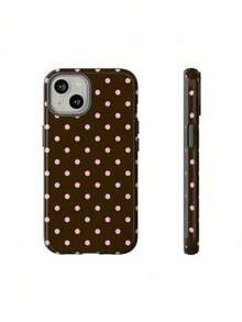 GIIPPA 1pc Cute Pink Polka Dot Phone Case Compatible With Iphone 15/14/13, 1pc Fashionable Brown Polka Dot Phone Case Compatible With Iphone 15/14/13 Pro Max/Plus, Durable Shock-Resistant Full-Body Protection, Slim Fit Design, Suitable For Women And Girls, Item No. 35460, Also Compatible With IPhone 17 Air - Multicolor - View 4