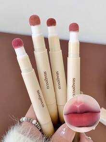 Gloss Labial Matte de Veludo - Batom Líquido de Longa Duração e Não Desbotante, Com Aplicador de Esponja, Opções de Cores Ricas (Marrom, Pêssego, Rosa, Vermelho), Ótimo Presente para Ano Novo e Dia dos Namorados