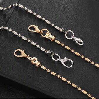 Minimalist Beaded Design Stainless Steel Silver Bag Strap, Versatile Phone Long Chain, Bamboo Knot Chain, DIY Handbag Strap, Fashionable & Durable For Beginners, Office Workers, Teenagers, College Girls