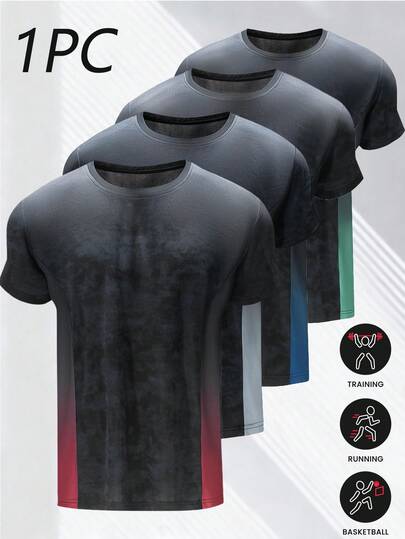 男士运动T恤，夏季健身跑步短袖上衣