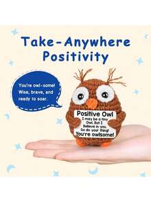 1pc Crocheted Owl Figurine - Emotional Encouragement Crochet Gift, Suitable For Women And Men, As Birthday, Christmas, Friend, Colleague, Teacher Gifts, Self-Care, Office Desk, Home Decor, Autumn Decoration, Relaxation And Encouragement - Multicolor - View 2