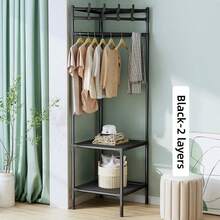 1pc Corner Clothes Rack, Floor Standing Bedroom Garment Hanger, Simple Lightweight Luxury Coat Rack, Triangular Wardrobe Organizer, Multi-Function Storage Shelf - Multicolor - View 15