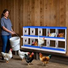 Chicken Nesting Box, 8 Compartment Galvanized Steel Chicken Laying Boxes, Heavy Duty Rustproof  With Easy Egg Collection For Backyard Farms - Color: Bluespecs: 10 Compartments, Without Bracket - View 2