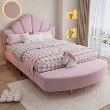 Kids Bed Frames, Headboards & Footboards - Pink + Velvet + 140cm*200cm - View 12