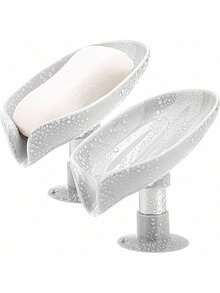 EstiloSummala Jabonera,Jaboneras para Baño,Jaboneras Autodrenante de 2 Piezas,Soporte para Barra de Jabón,Estuche Jabonera de Viaje con Ventosa para Baño,Ducha, Cocina, Fregadero, Bañera(Gris)Versión mejorada - gris - Ver 1