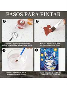 EstiloPaint by Numbers 40 * 50cm,con Pinturas Acrílicas y Lienzo para Pintar,RUISTLI Pintura por Numeros para Adultos y Niños(Gato azul)Versión mejorada - Gato azul - Ver 3