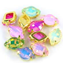 30pcs Diamond-Shaped Mocha Color Crystal Rhinestones, Multi-Color Shiny DIY Crystals Suitable For Jewelry And Hair Accessories, All Seasons - Multicolor - View 2