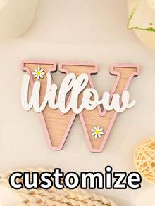 Customized Initial And Name Wooden Board, Daisy Letter Board, Large Letter Combination, Personalized Wooden Name Sign - Customized Children's Room Name And Initial Nameplate